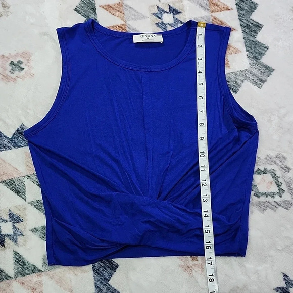 Zenana Blue Twist Front Tank Top – Women’s Size M Sleeveless Stretchy Crop - Picture 7 of 8